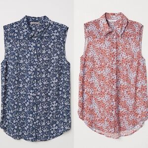 H&M  bundle of two Sleeveless Buttoned Blouse with Notched Collar